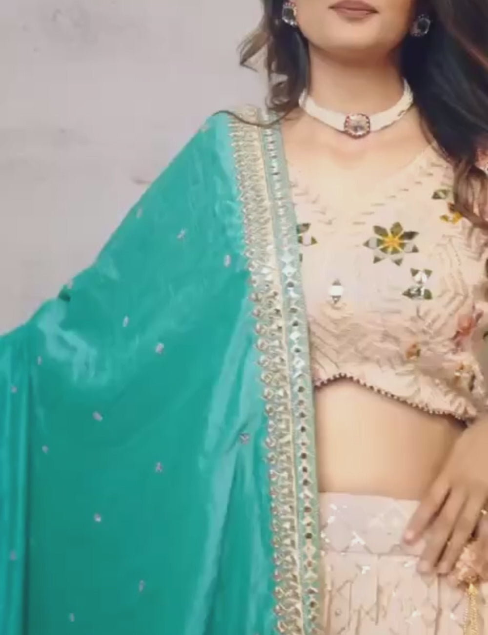 Georgette Lehenga Choli with Sequence Embroidery, Mirror Work Blouse & Chinon Dupatta