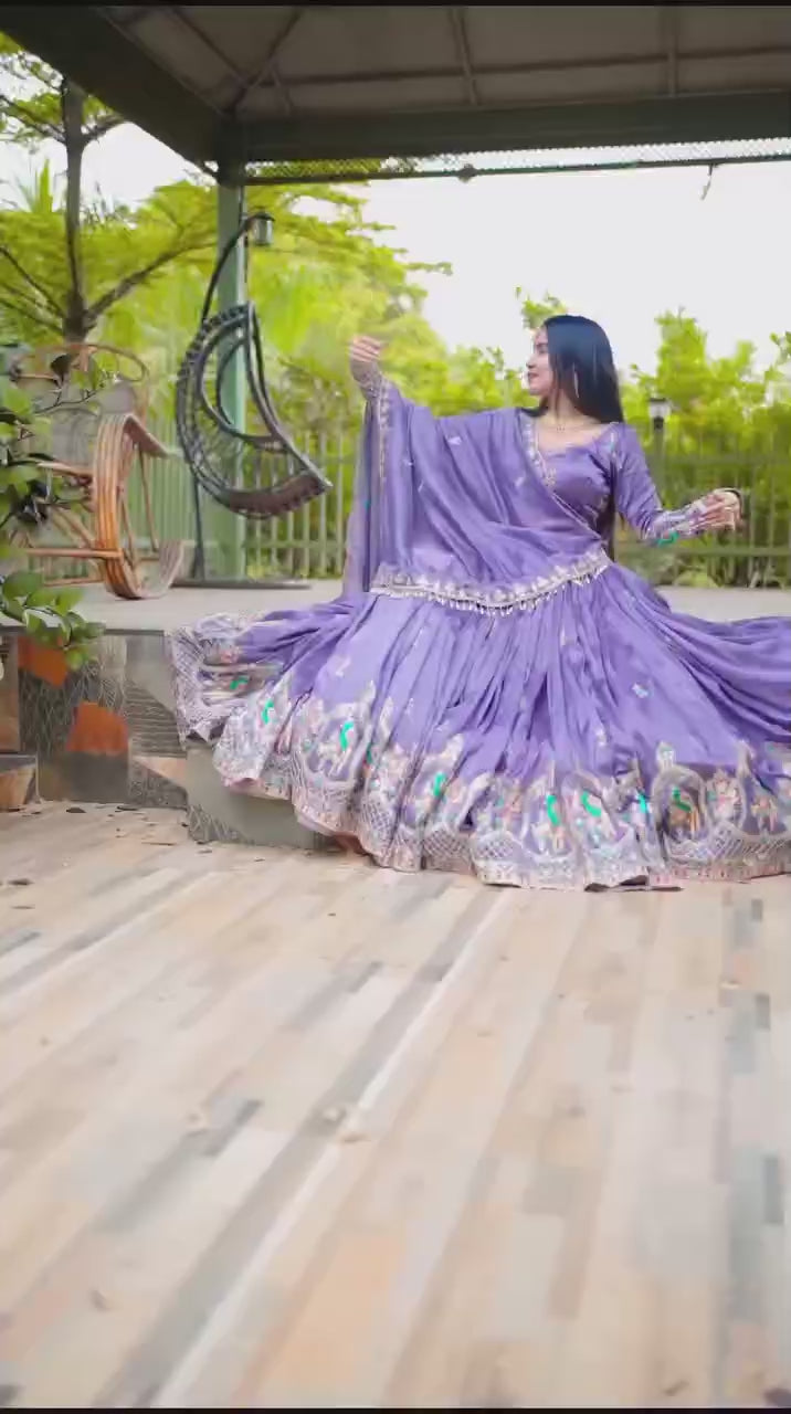 Premium Chinon Coding Thread Embroidered Lehenga Choli Set with Dupatta