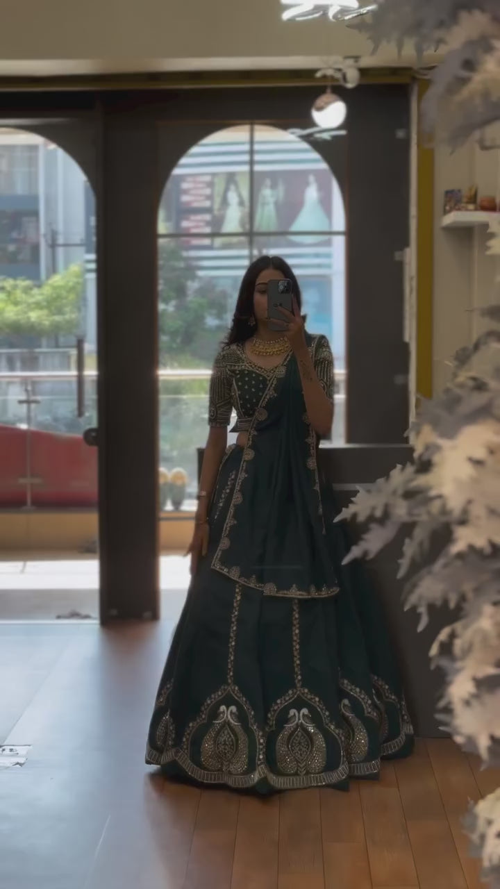 Designer Chinon Embroidered Lehenga Choli Set