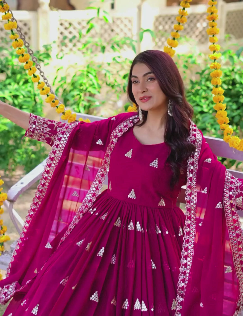 Fox Georgette Gown with 7mm Sequence Embroidered Dupatta
