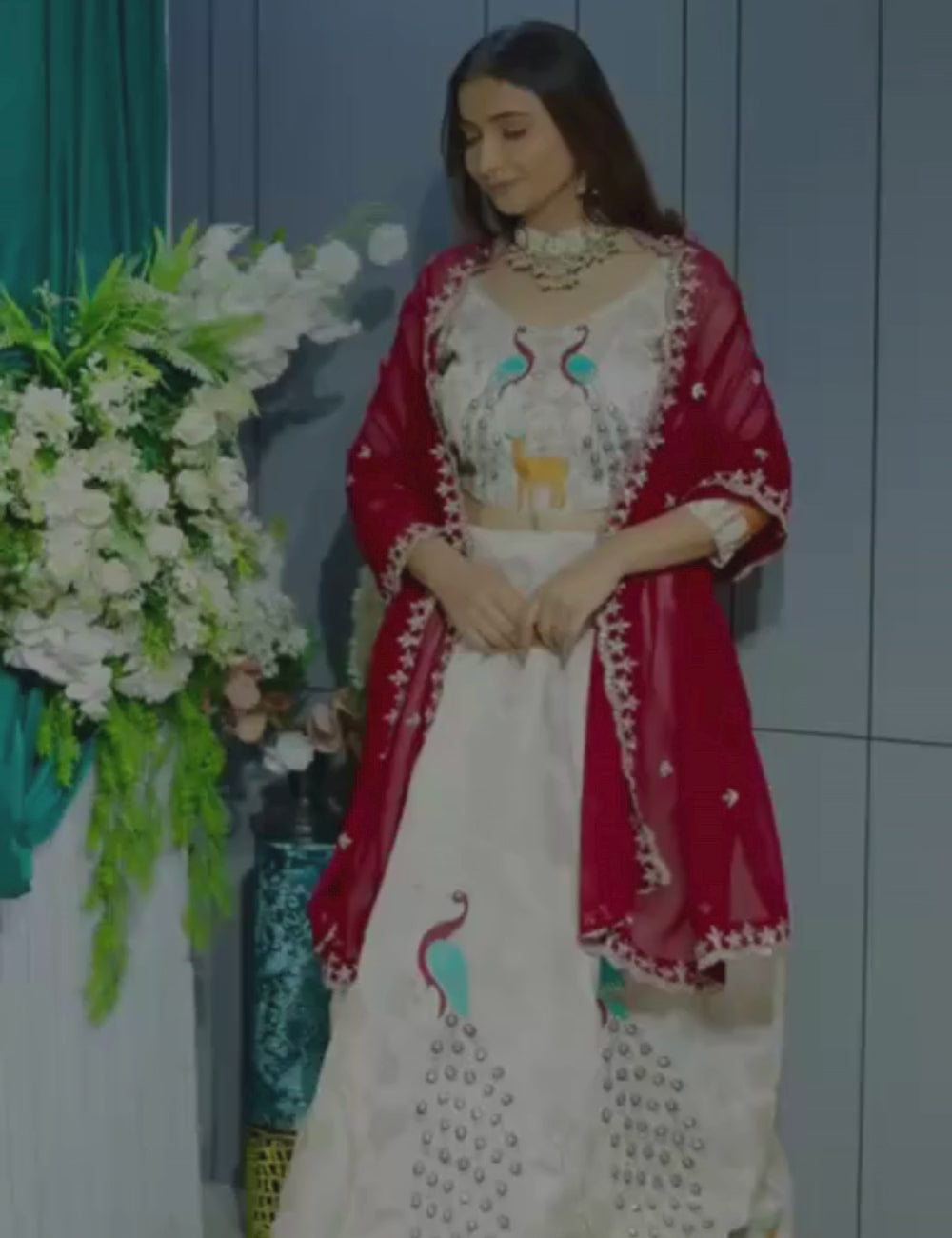 Tissue Silk Embroidered Lehenga Choli Set with Designer Dupatta