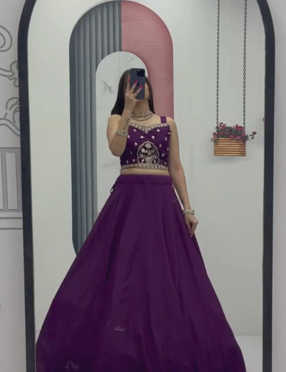 Chinon Lehenga with Embroidered Blouse and Heavy Work Jacket