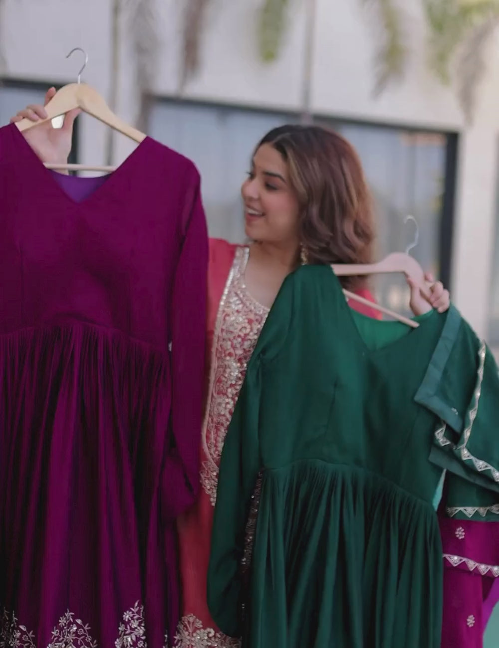 Rangoli Crush Embroidered Gown with Dupatta – Elegant Wedding & Festive Wear