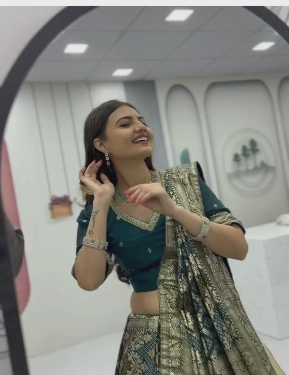 Lehenga Saree Set with Jacquard Silk Blouse and Pure Simar Silk Lehenga