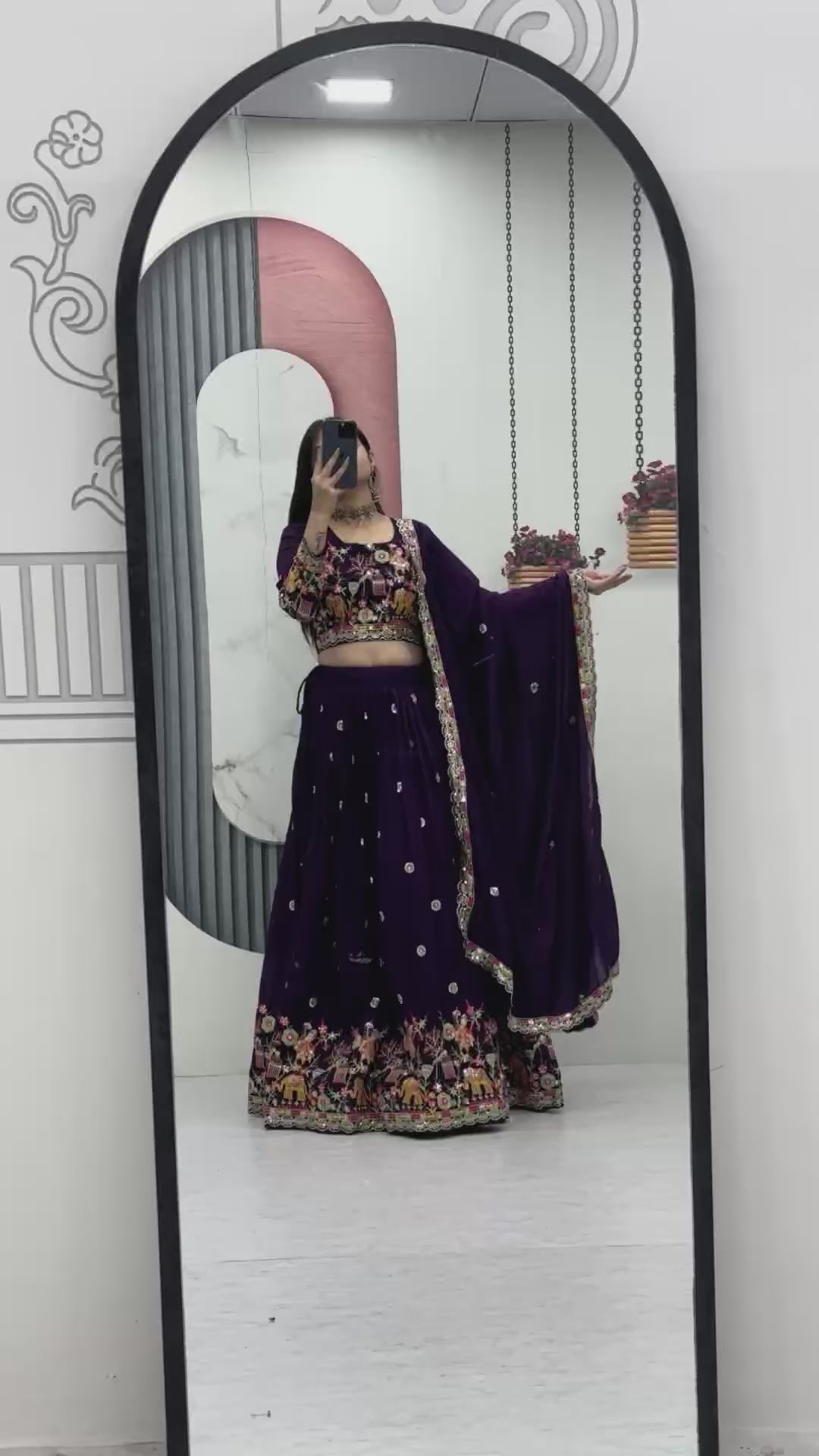 Chinon Coding Thread Embroidered Lehenga Choli with Dupatta