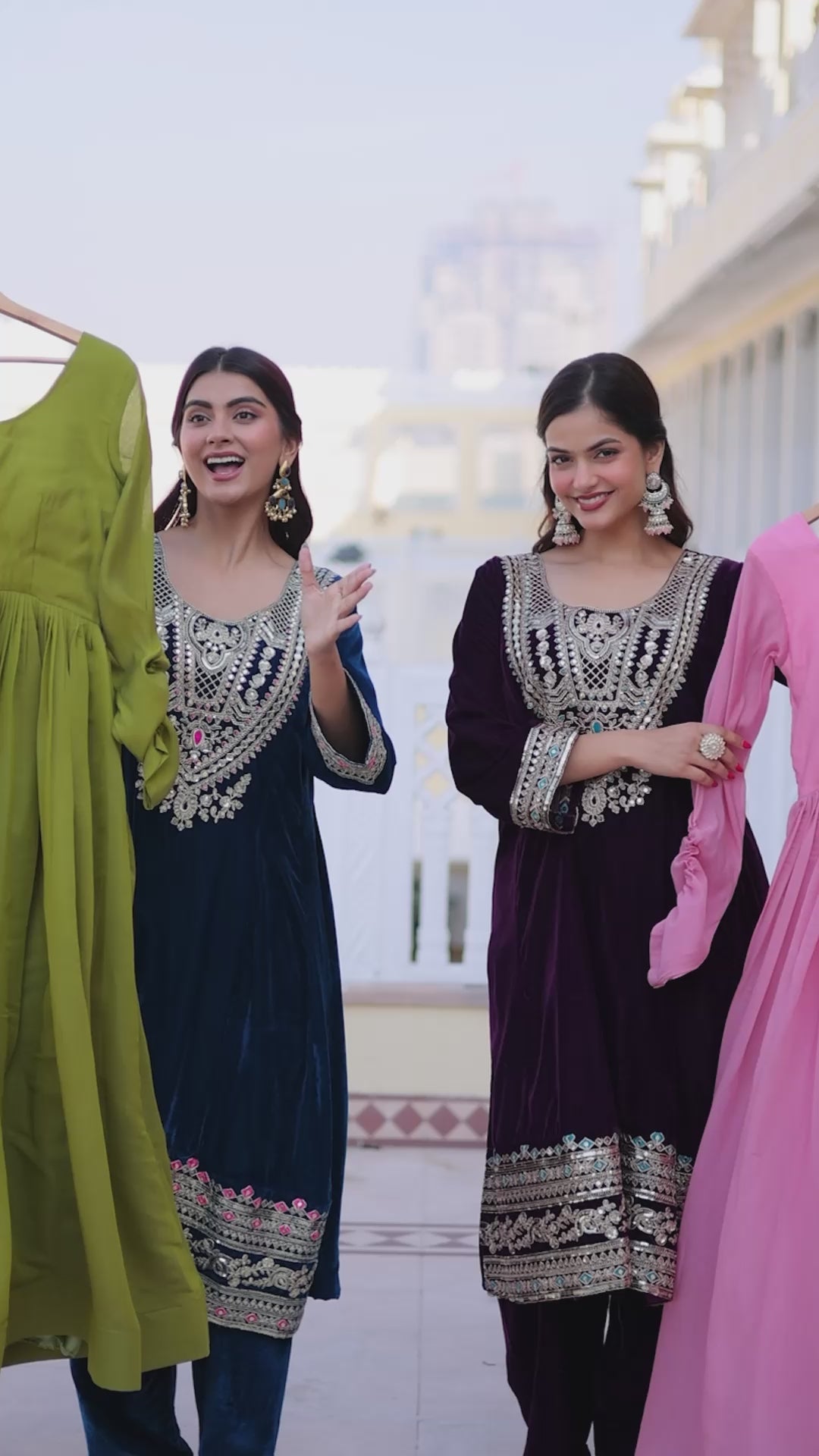 Mal Chanderi Gown with Velvet Embroidered Koti Set