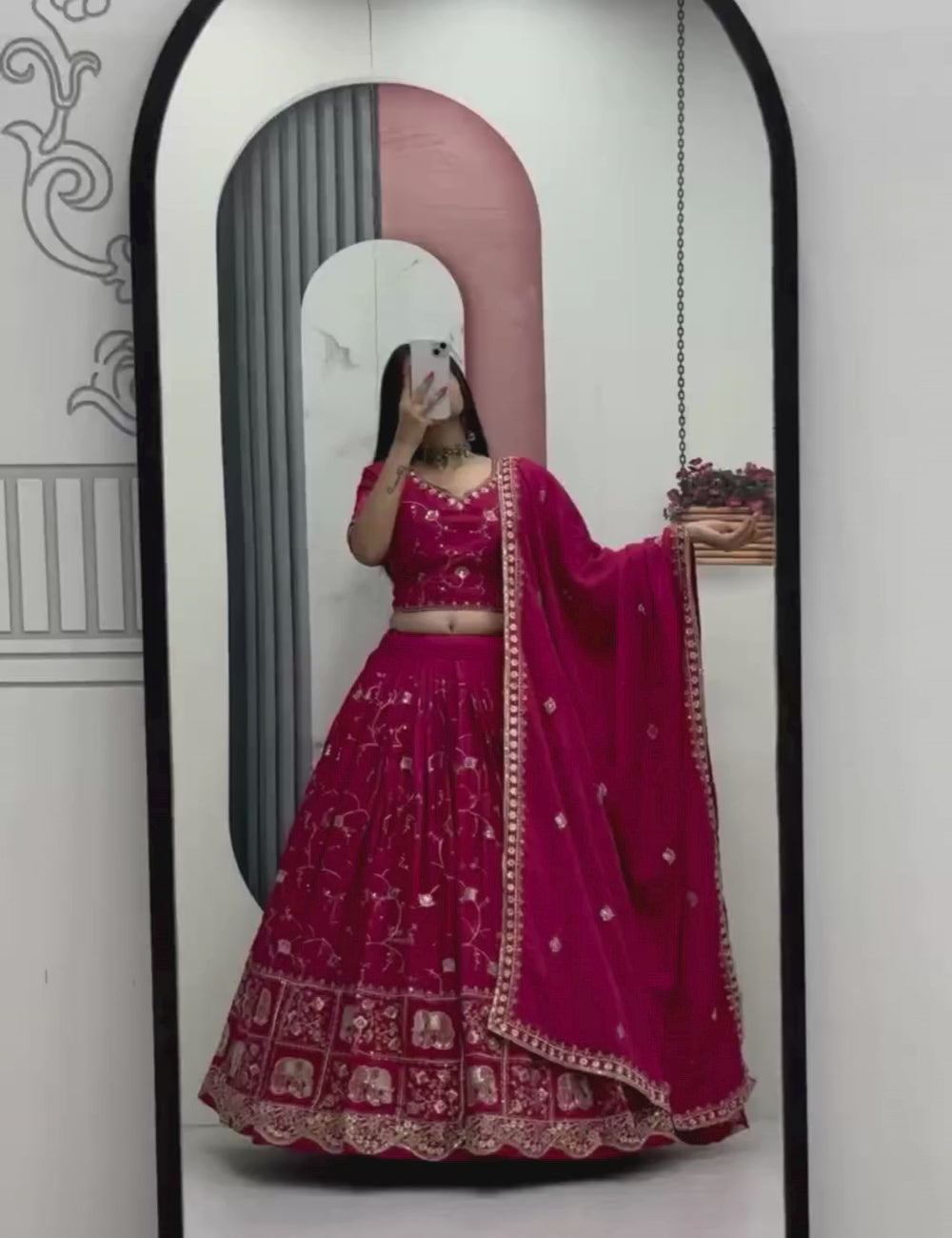 Crepe Silk Embroidered Lehenga Choli with Dupatta (Fully Stitched)