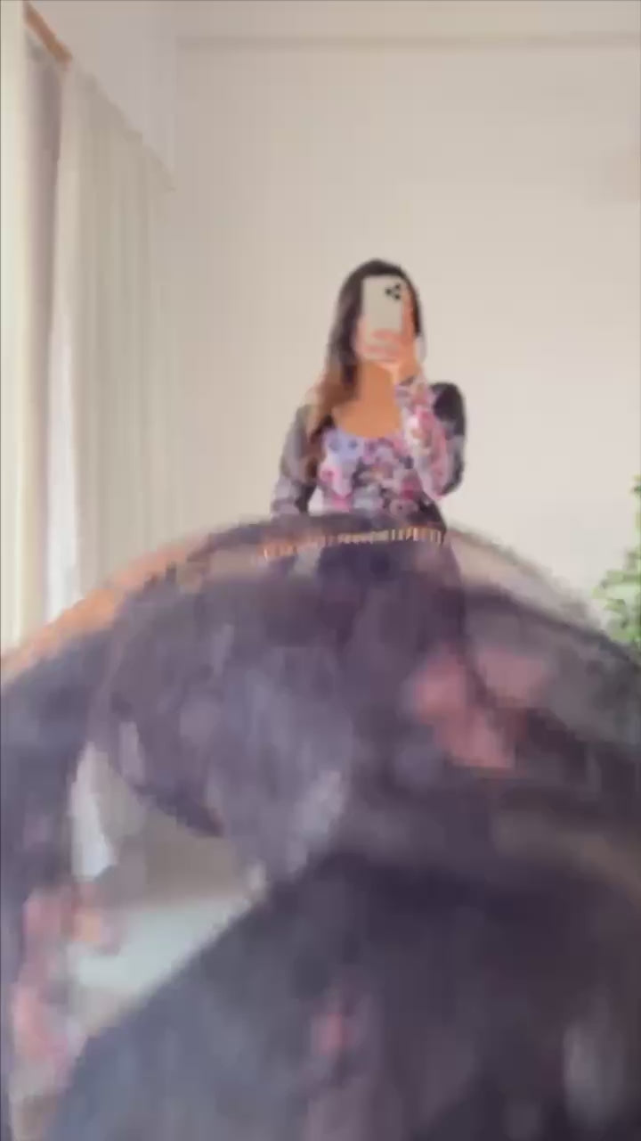 Soft Organza Silk Anarkali Gown Set with Gota Patti Dupatta & Pant