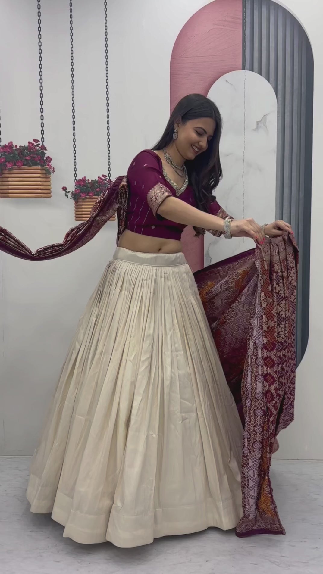 Designer Lehenga Saree Set with Jacquard Silk Blouse and Pure Simar Silk Lehenga