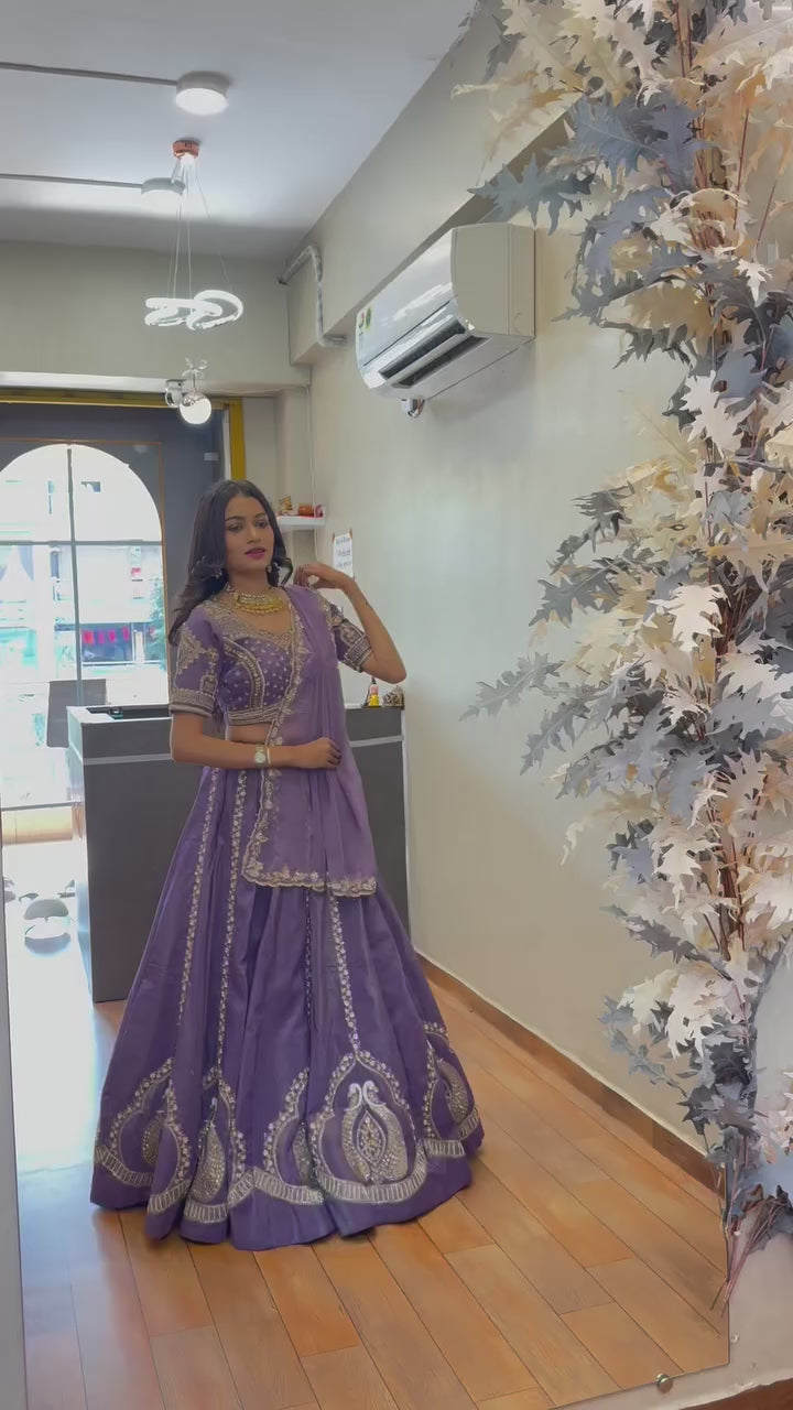 Designer Chinon Embroidered Lehenga Choli Set